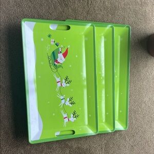 Festive Green Santa and Reindeer Trays